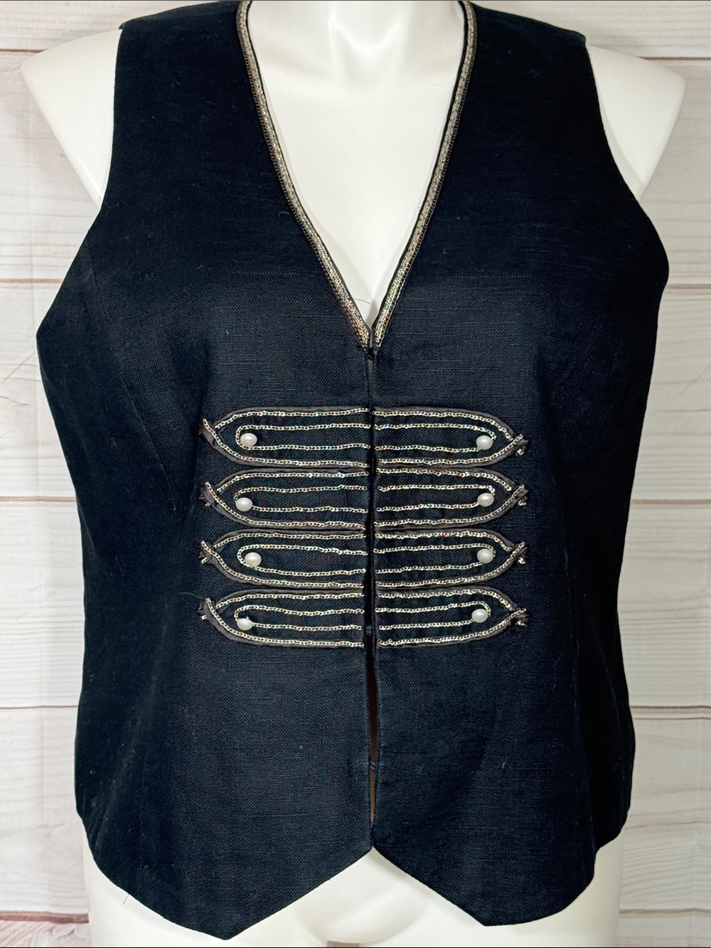 Chico's Black Banded Grandeur Bonaparte Vest Size 16/XL/Chico’s 3